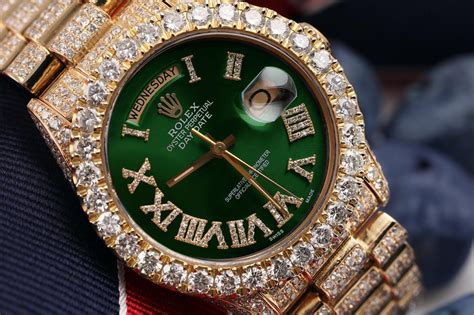 green iced out rolex|iced out rolex for sale.